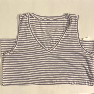 Madewell Size XL Cotton Purple White V-Neck Tank NWT